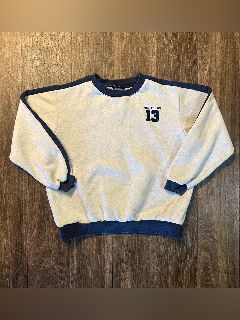 White Fox 13 Blue Play For It Oversized Sweater Grey Marle Sz S/M